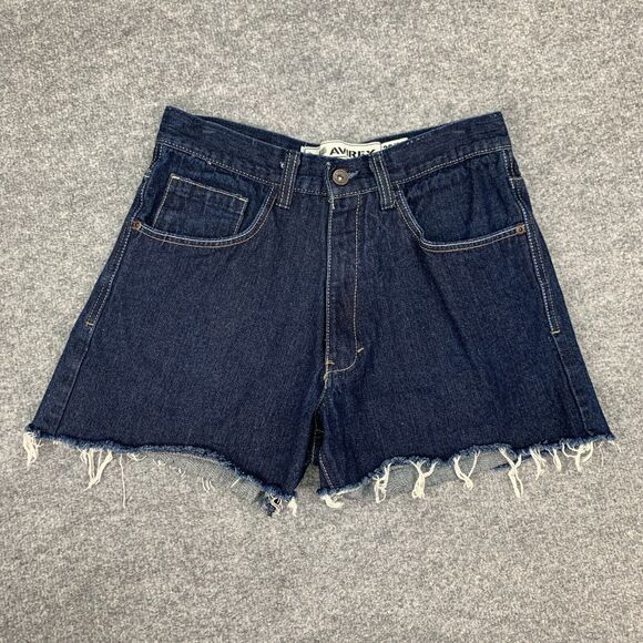 Avirex Jean Short Men 32 Blue Denim Cut Off Cotton Embroidered Back Pocket *READ - Picture 2 of 10